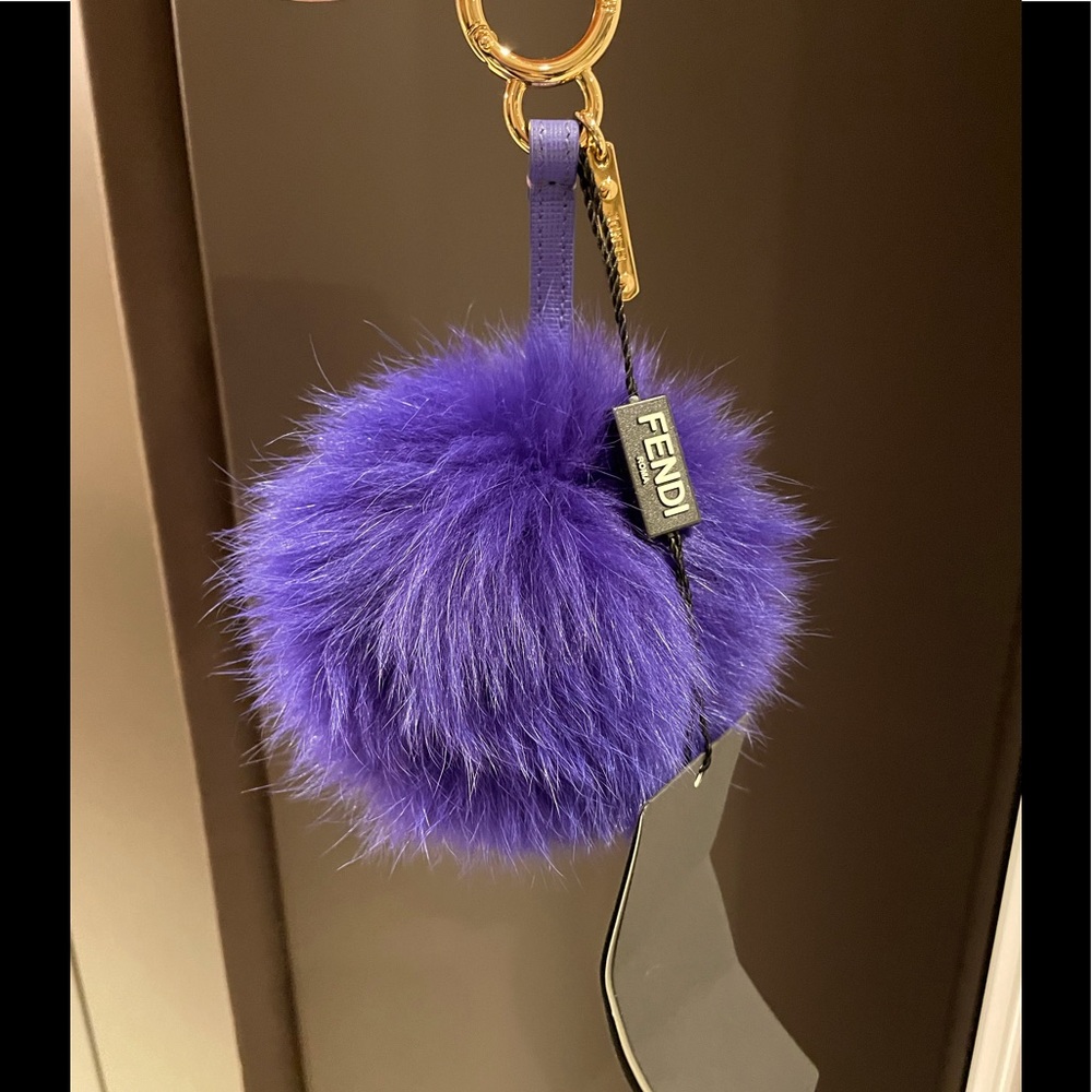 Fendi Purple Fox Fur Bag Charm NWT